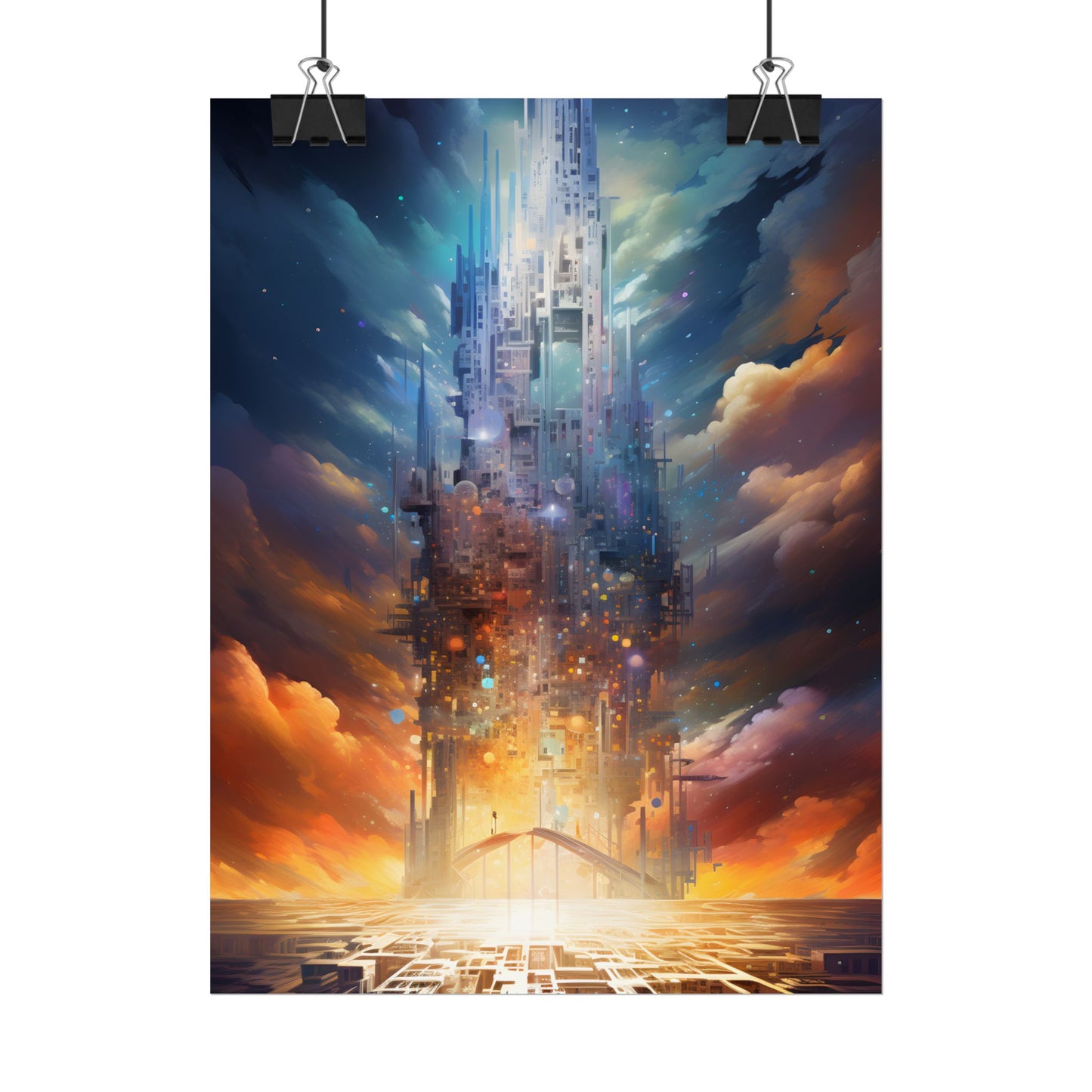 Vibrant Cyber Dreamscape: Abstract Digital Artwork - Poster