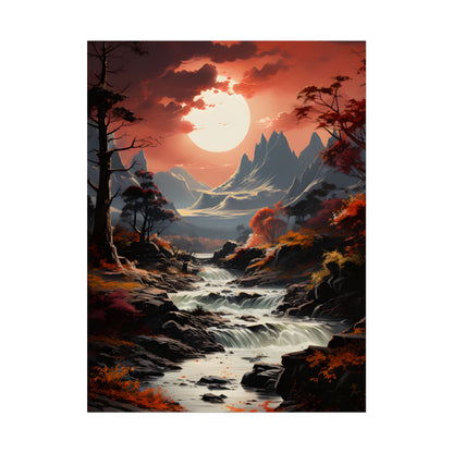 Breathtaking Waterfall Oil Painting: A Realistic Artwork - Poster