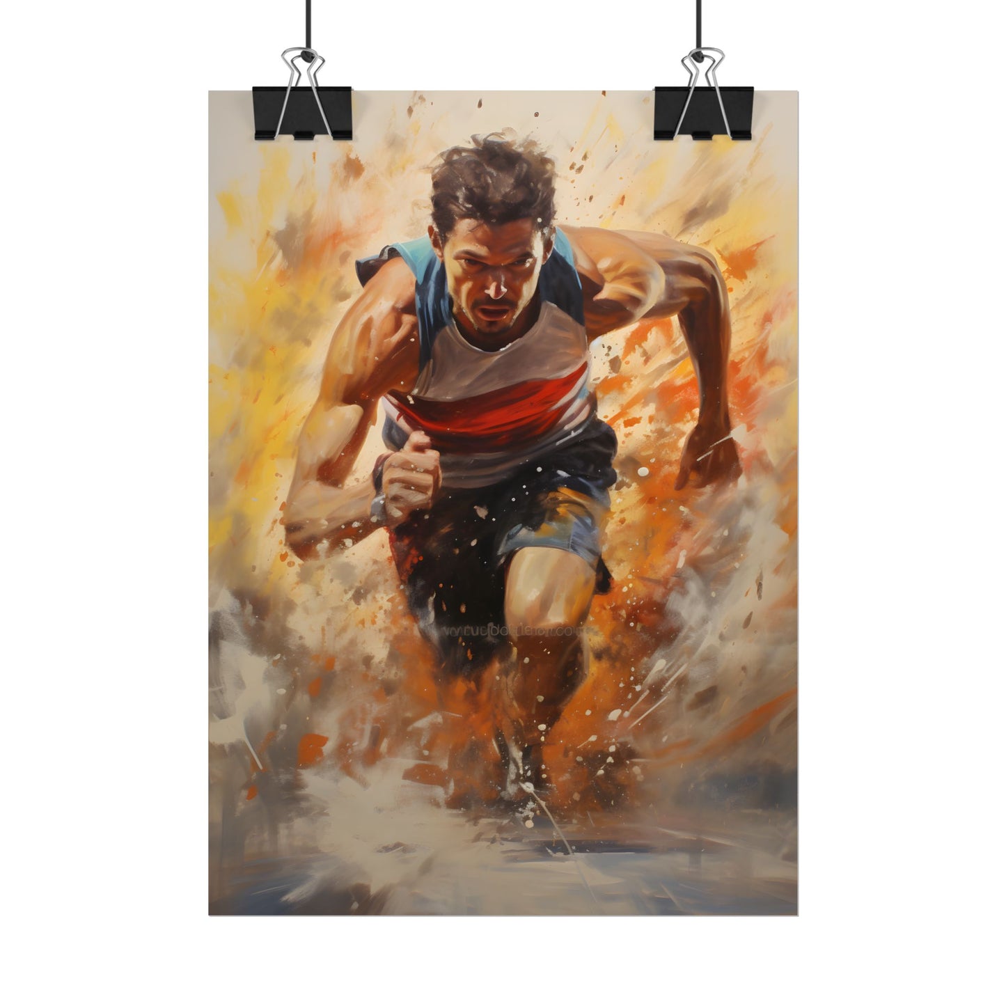 Passionate Athlete in Motion: Determined Sports Art - Poster
