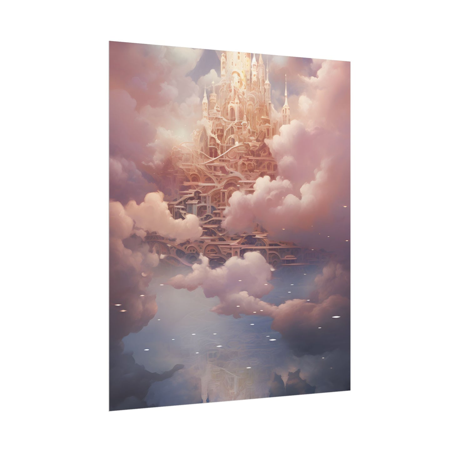 Celestial Fantasy Floating City: Digital Artwork - Poster