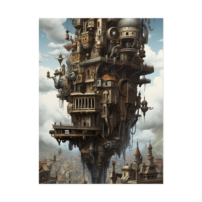 Steampunk Paris Cityscape: Colorful 19th Century Artwork - Poster