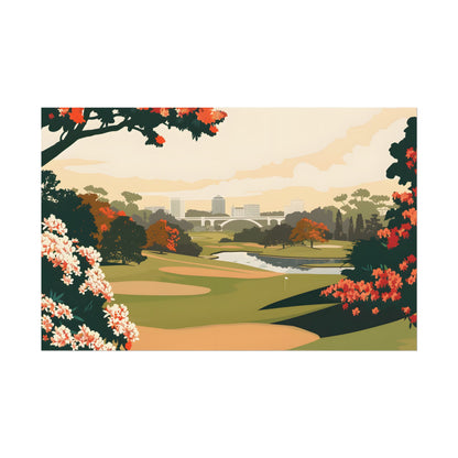 Retro Golf Illustration: Classic Course Art - Poster