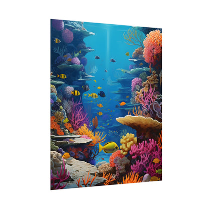 Vibrant Coral Reef Sanctuary: Tropical Marine Life Art - Poster