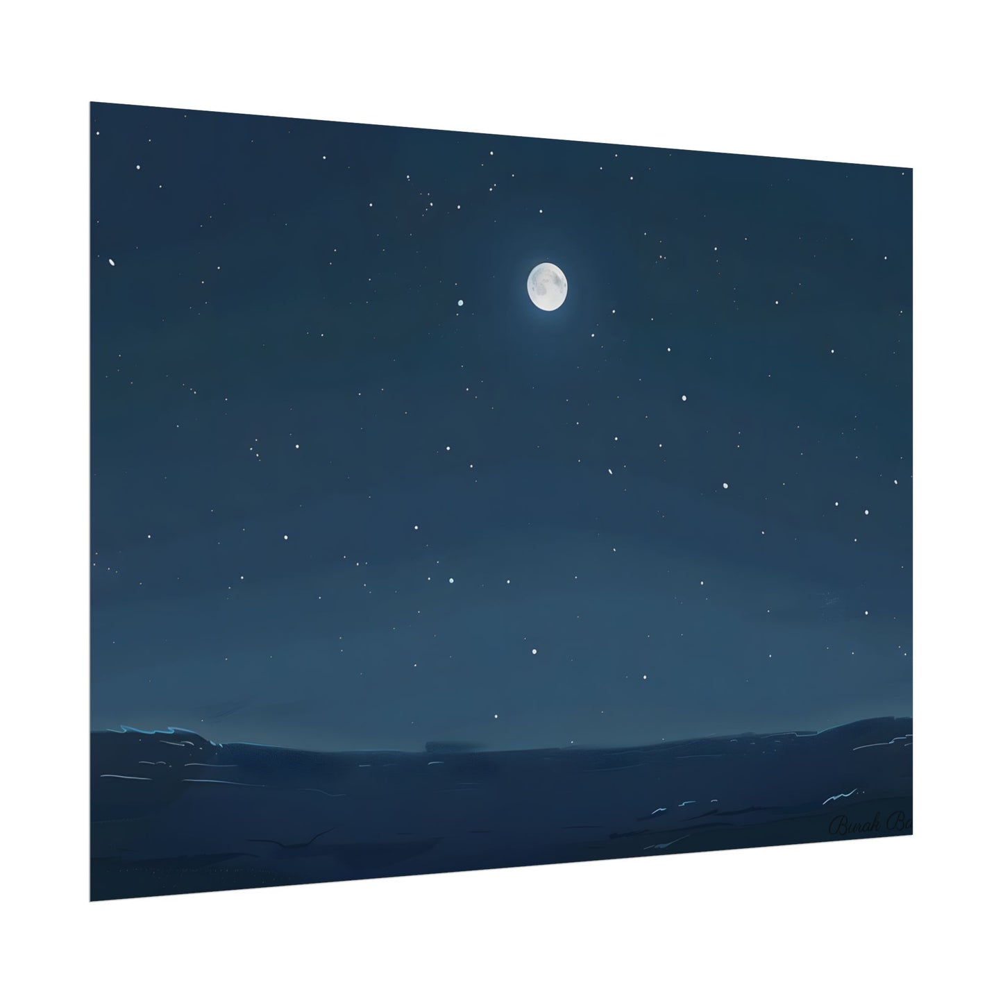 Starry Night Sky: Minimalist Beauty in Blue - Poster