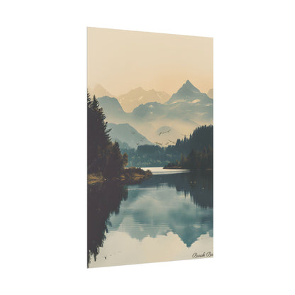 Serene Mountain Lake Aerial: Birds Eye View Artwork - Poster