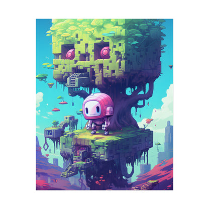 Futuristic Pixel Art: Cyber-Pet Adventure - Poster