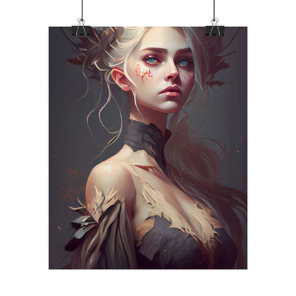 Elegant Blonde Portrait: Outdoor Woman in Dress - Poster