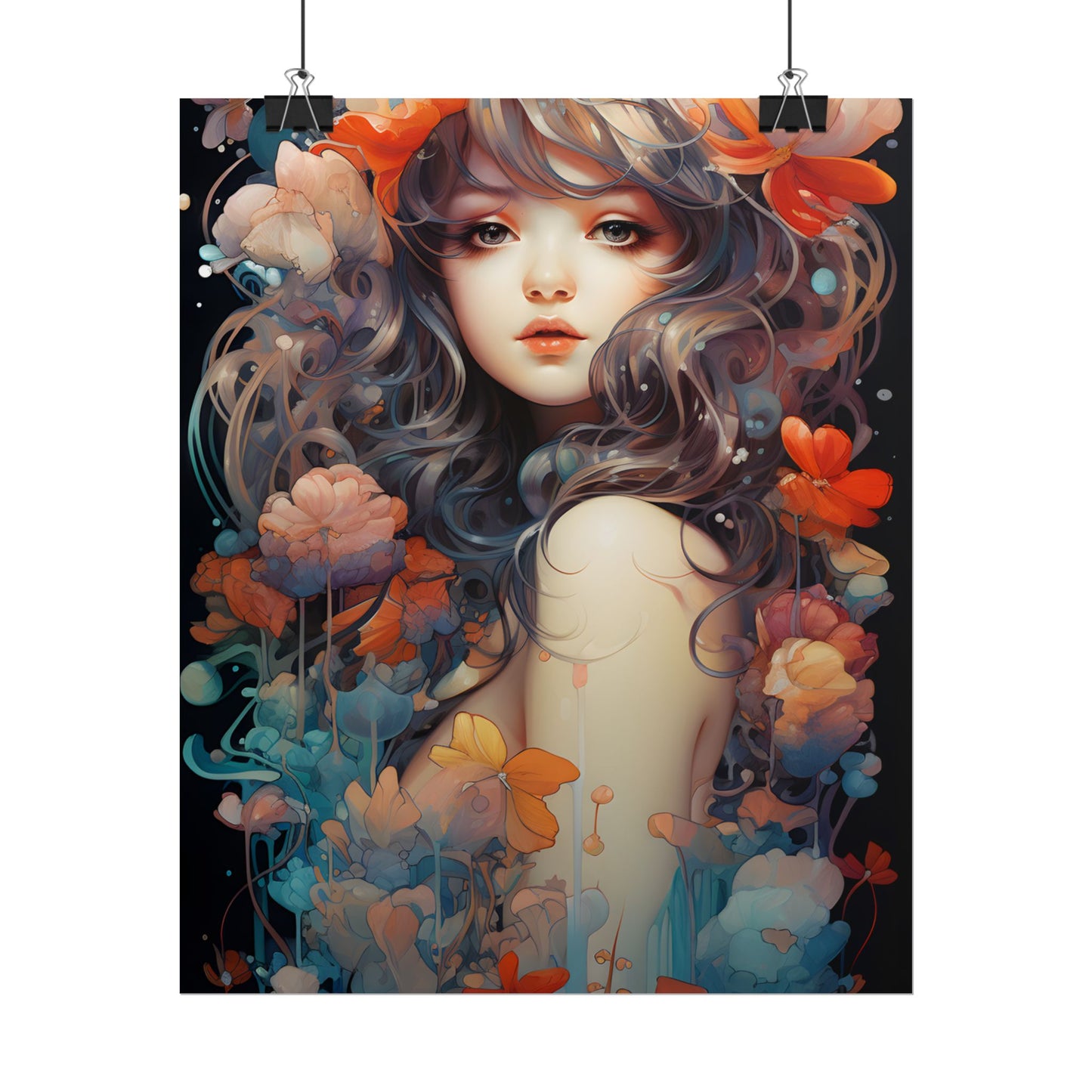 Peaceful River Garden: A Tranquil Landscape with Roses - Poster