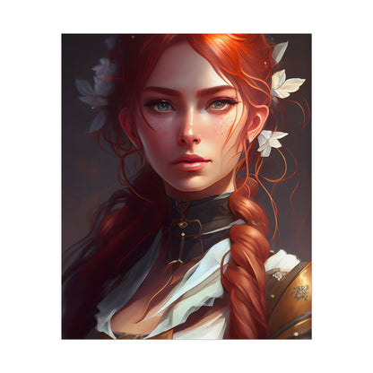 Elegant Redhead Portrait: Dark Background Artwork - Poster