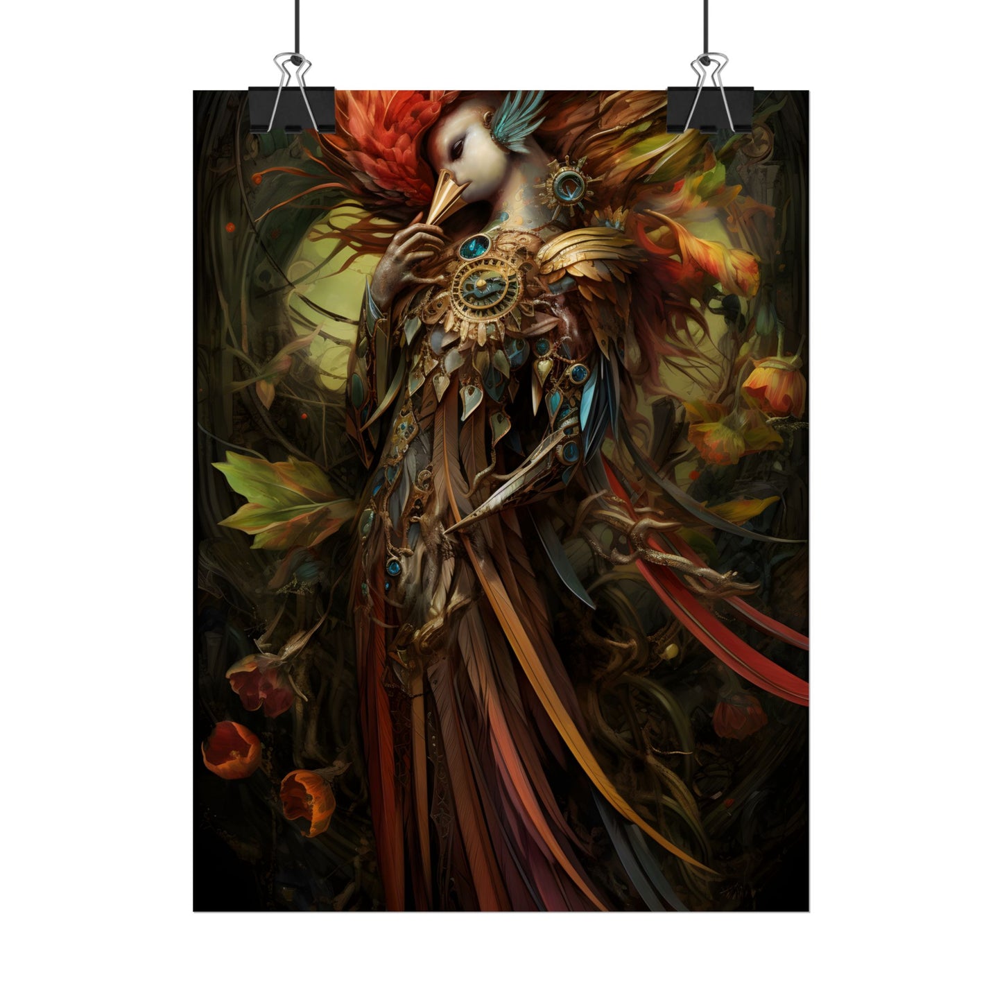 Grand Statue of a Majestic Bird in Serene Setting - Poster