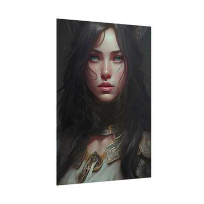 Vibrant Red Portrait: Dynamic Female Artwork - Poster