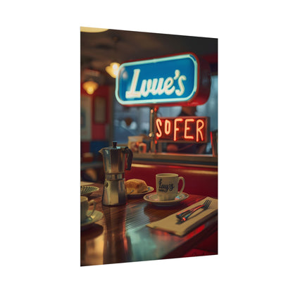 Retro Kitchen Diner Scene: Cozy Coffee Moment - Poster