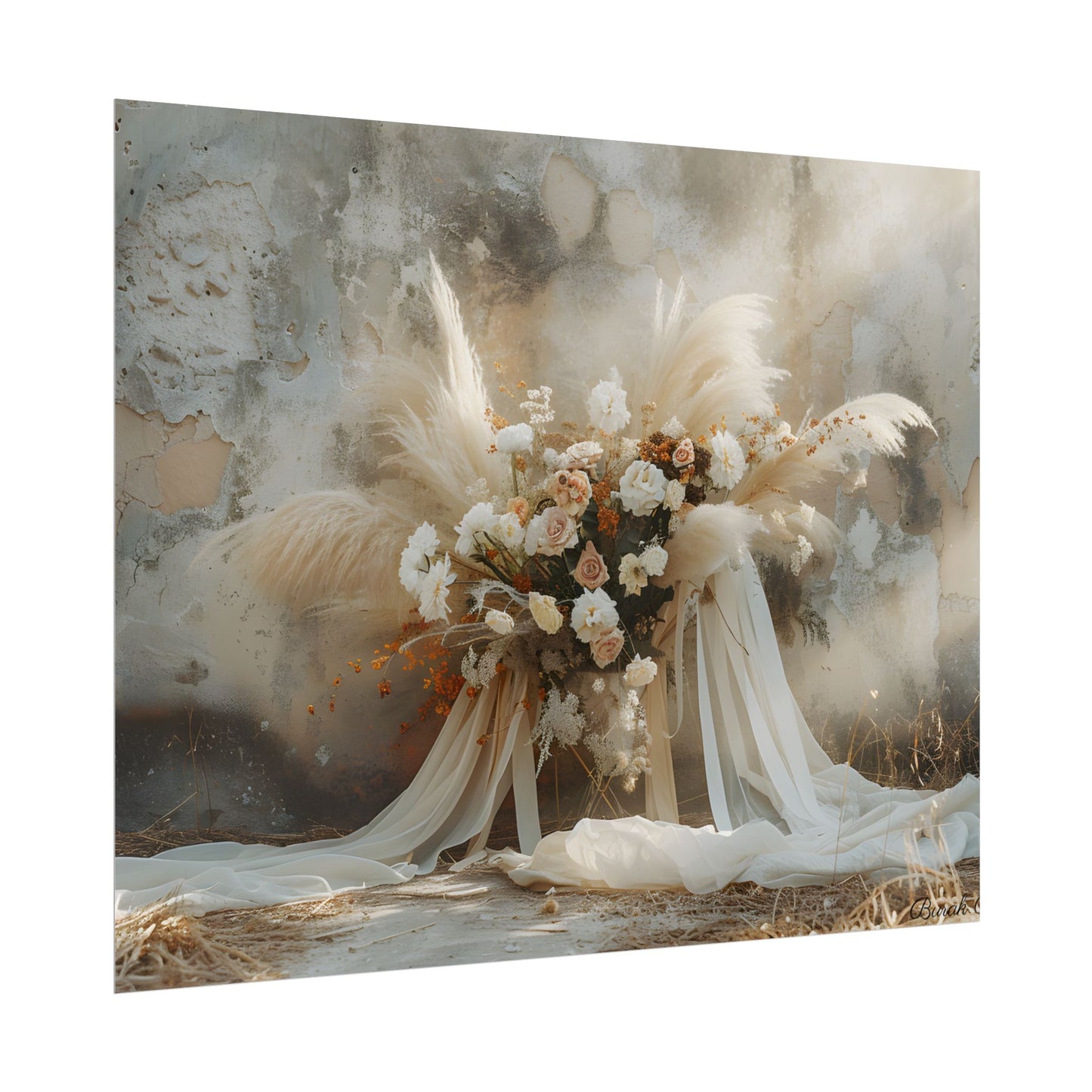 Whimsical Floral Bloom: Pampas Grass Artwork - Poster