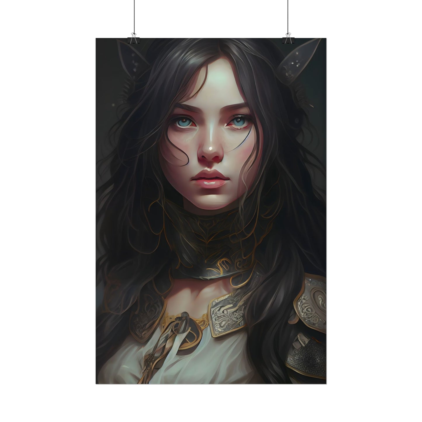 Vibrant Red Portrait: Dynamic Female Artwork - Poster