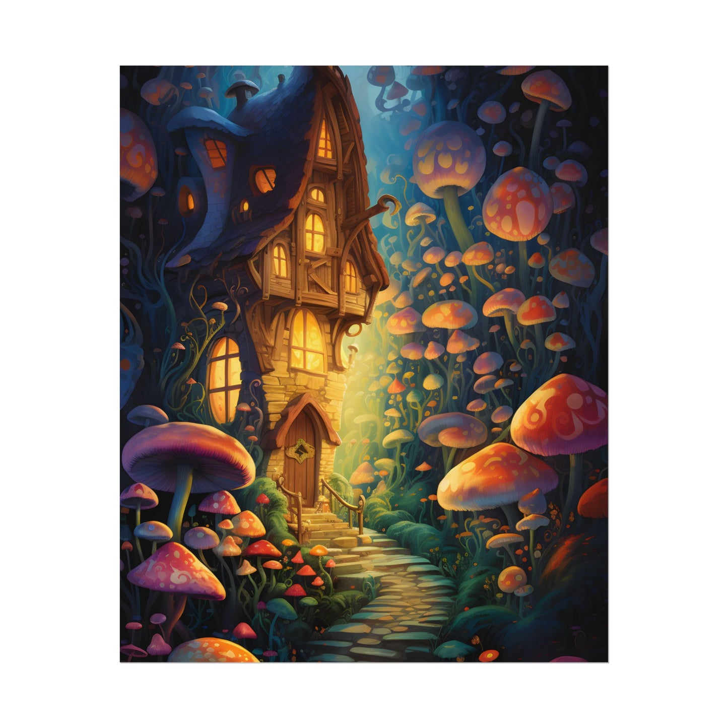Enchanted Forest Whimsy: Vibrant Fairy Tale Artwork - Poster