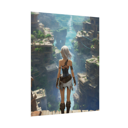 Dramatic Anime Female: Dynamic Birds Eye View Artwork - Poster