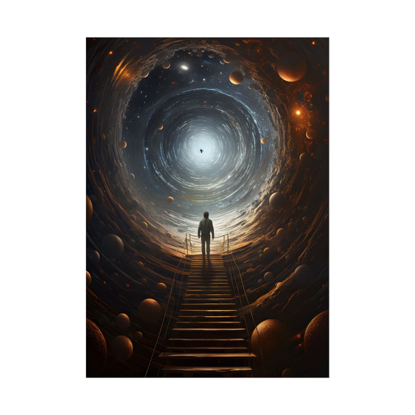 Space-Time Explorer: Intrepid Journey in Black and White - Poster