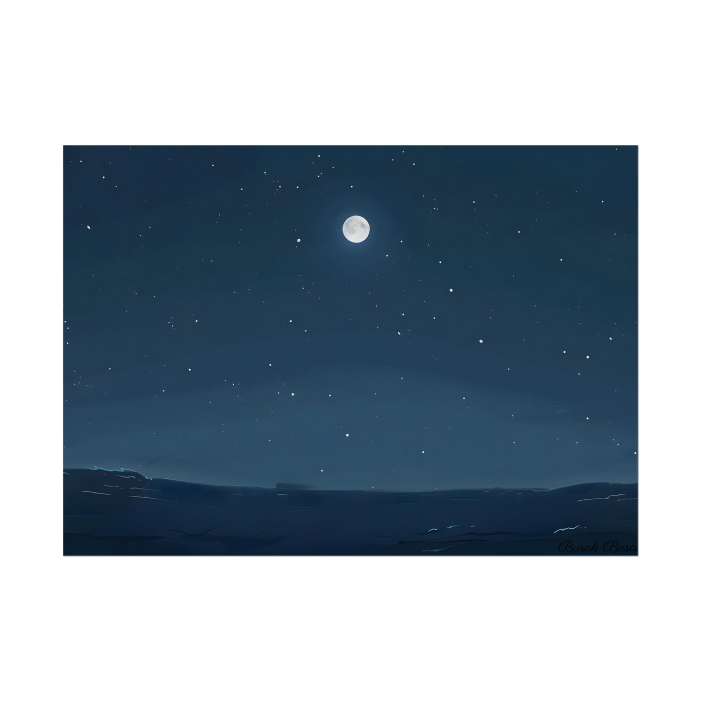 Starry Night Sky: Minimalist Beauty in Blue - Poster