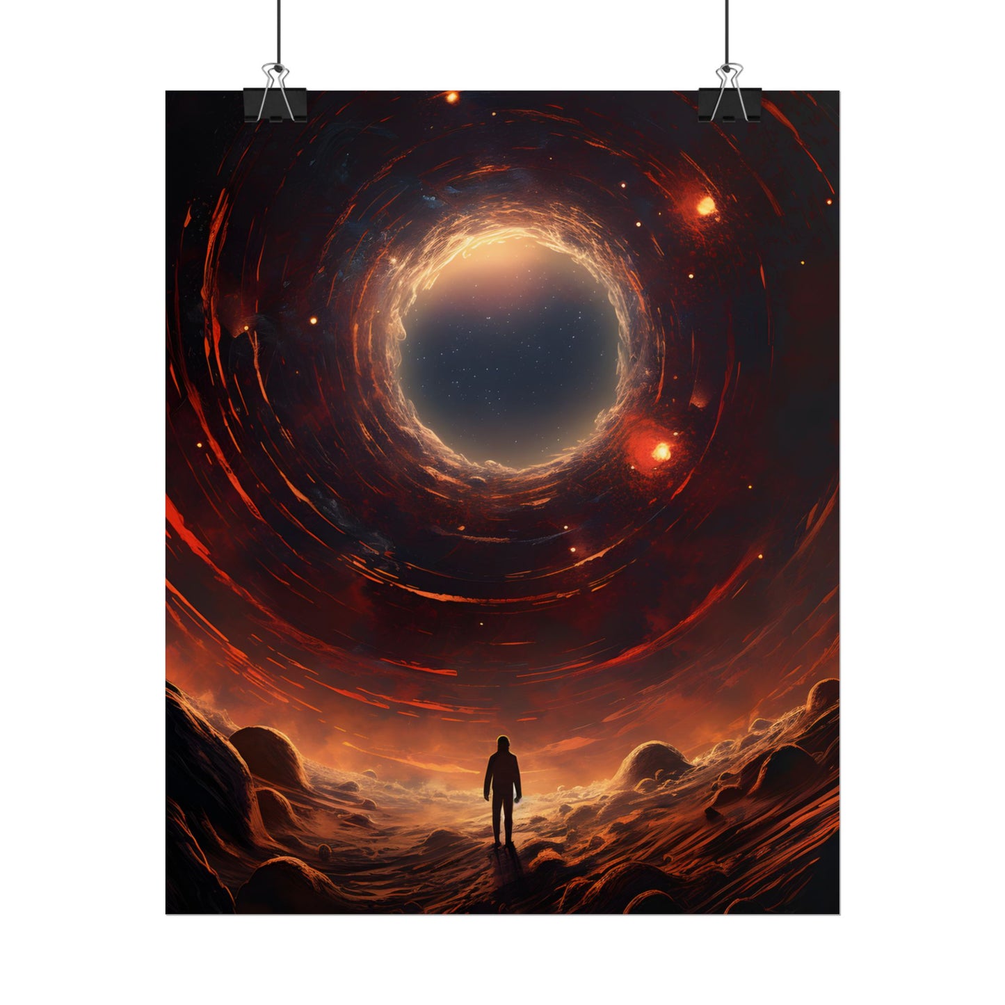 Black Hole Cosmic: A Realistic Digital Artwork of a Planet in Orbit - Poster