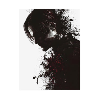 Emerging from Darkness: Blood-Splattered Figure Digital Art - Poster