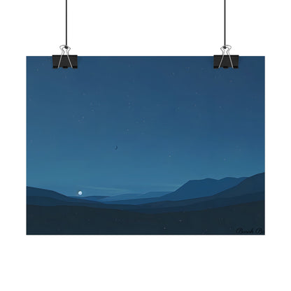 Minimalist Night Sky: Stars and Crescent Moon Art - Poster