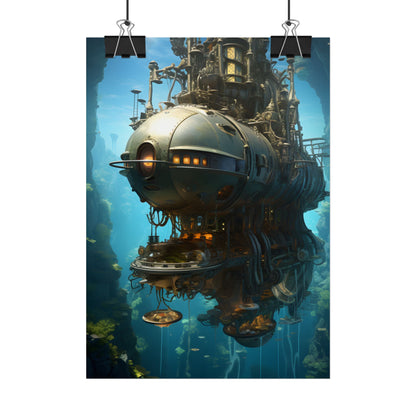Steampunk Oceanic Adventure: Crew Sails the Horizon - Poster