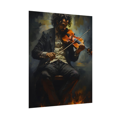 Mysterious Musician Portrait: Digital Artwork - Poster