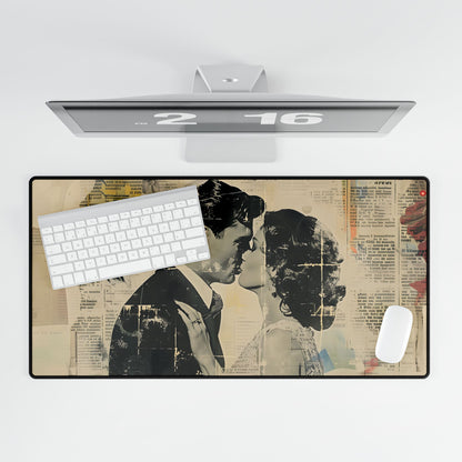 Vintage Romance: Celebratory Couple Art Poster - Desk Mat