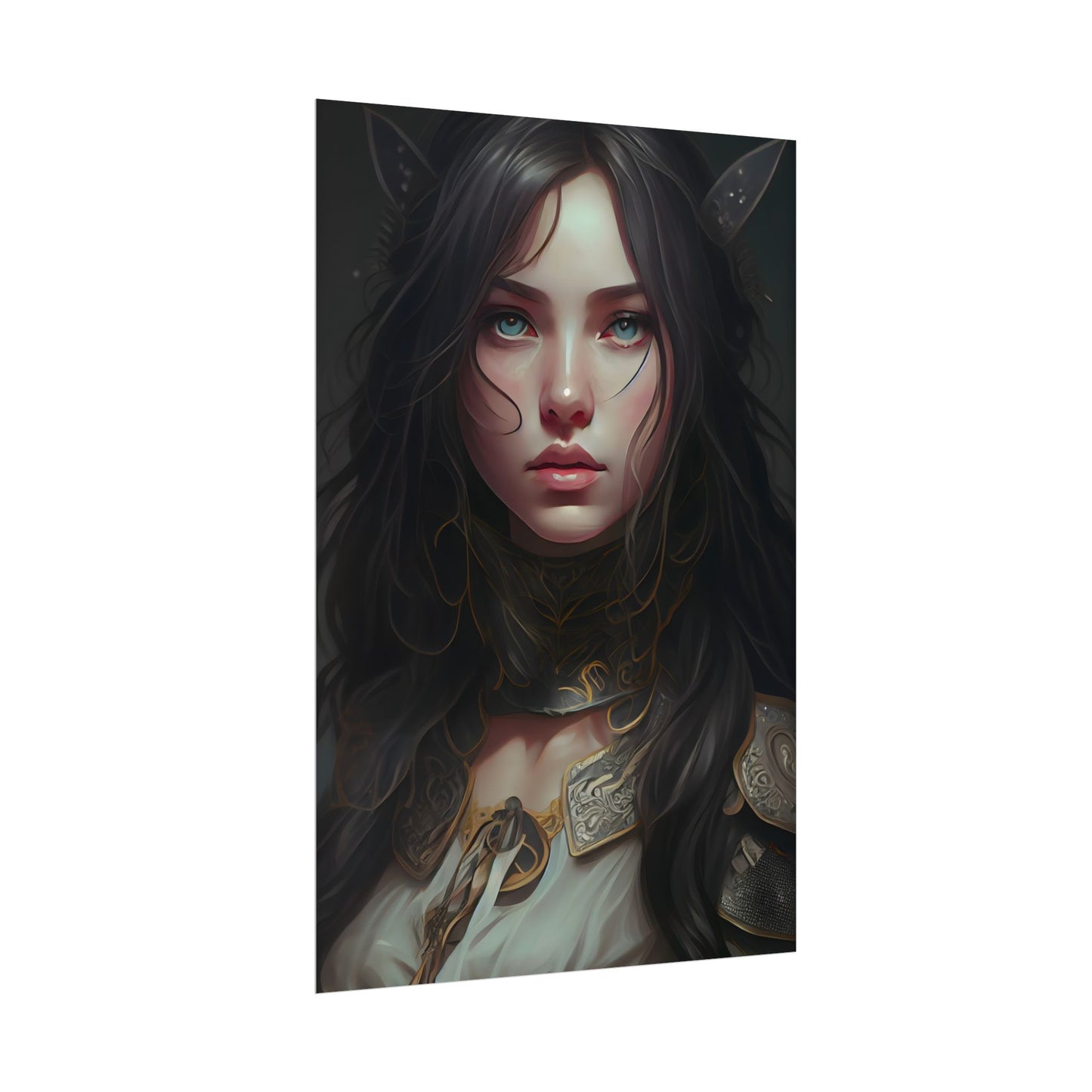 Vibrant Red Portrait: Dynamic Female Artwork - Poster