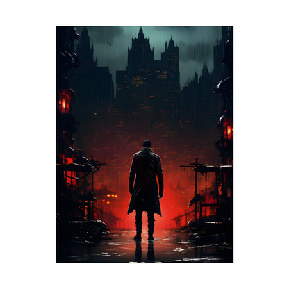 Urban Fantasy Detective: Cityscape at Dusk - Noir Artwork - Poster