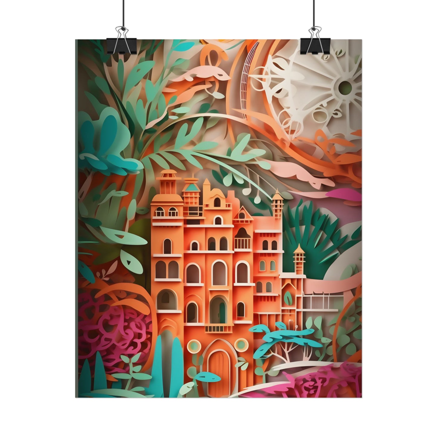 European Paper Quilled Landscape: Artistic Craftsmanship - Poster