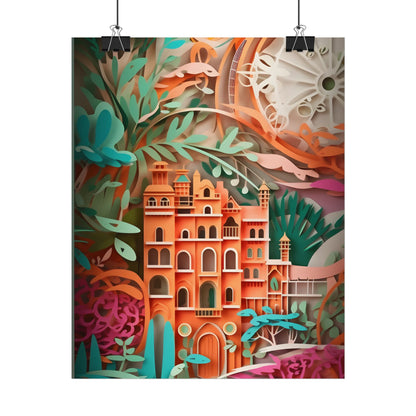 European Paper Quilled Landscape: Artistic Craftsmanship - Poster