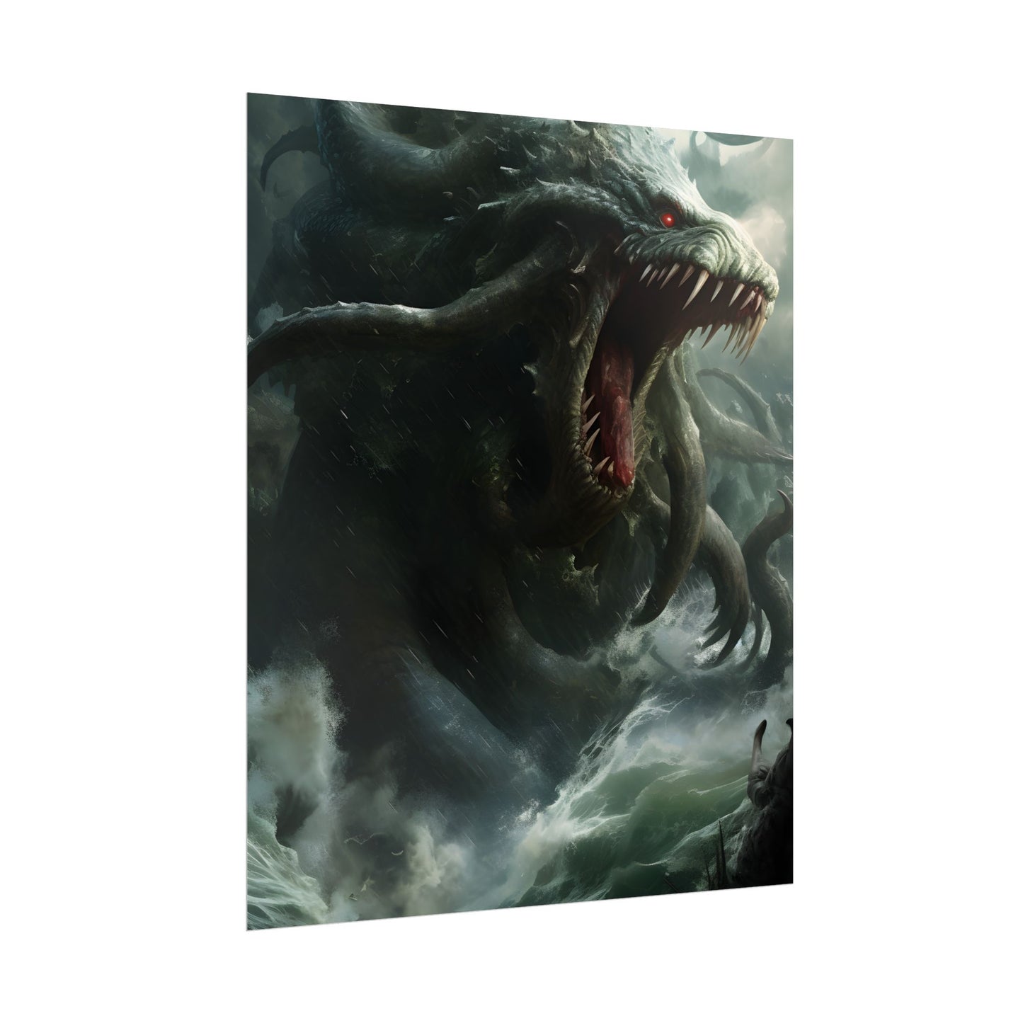 Mythic Ocean Terror: Ancient Sea Monster with Six Tentacles - Poster