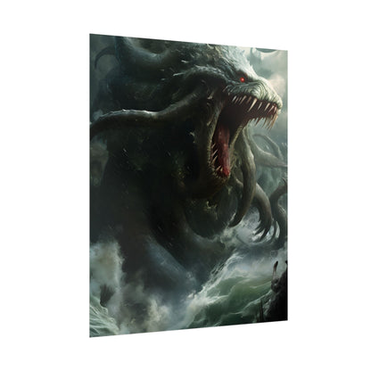 Mythic Ocean Terror: Ancient Sea Monster with Six Tentacles - Poster