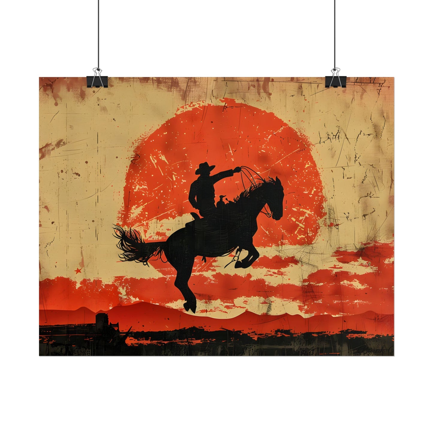 Vintage Rodeo Cowboy: Classic Bucking Bronco Art - Poster