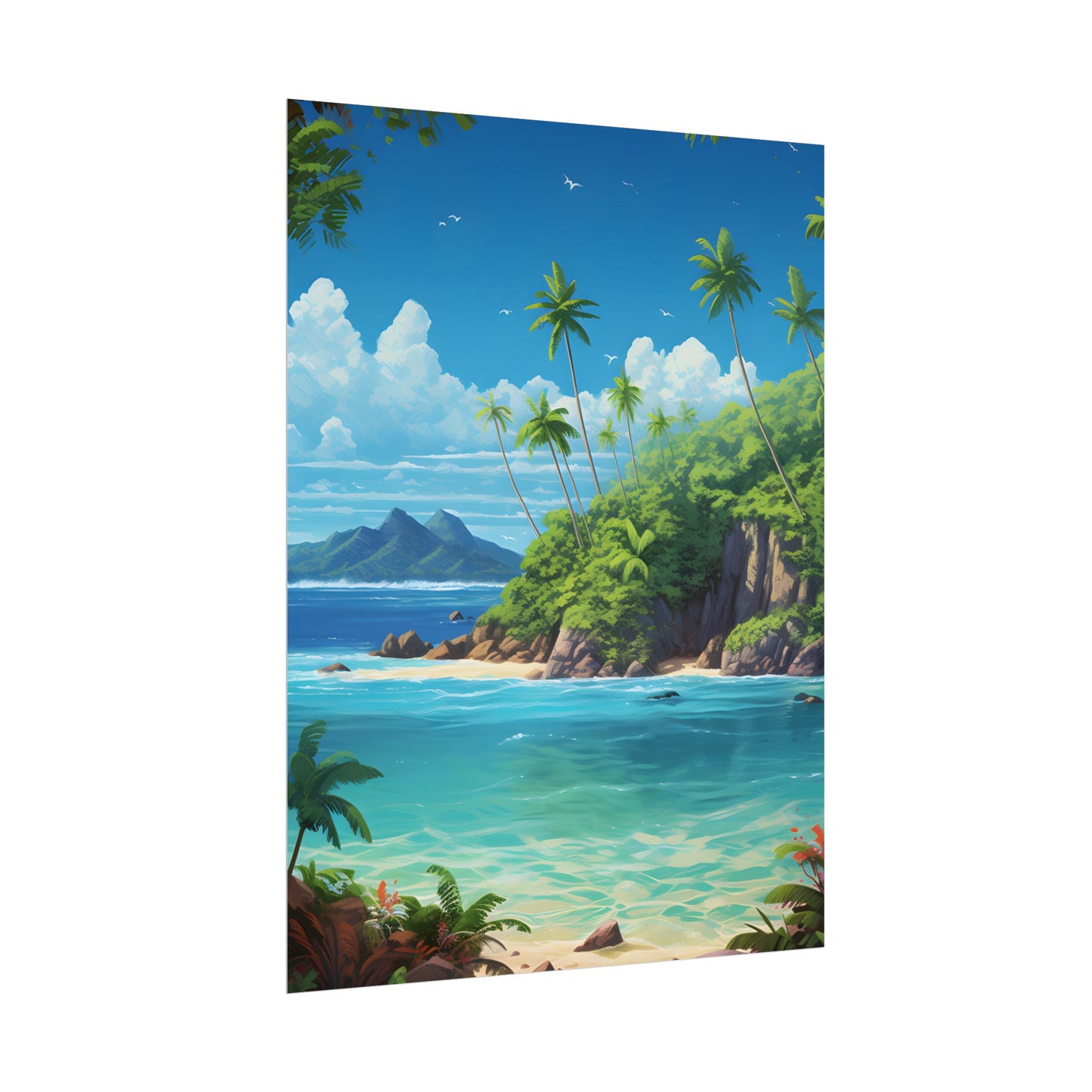 Tranquil Tropical Paradise: Calming Island Scene Art - Poster