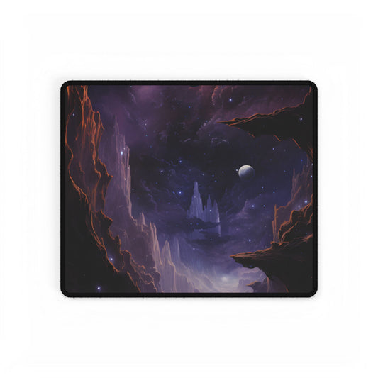 Black Hole Cosmic Odyssey: A Massive Planet's Journey Through Space - Desk Mat