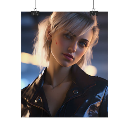 Cyberpunk Teenage Girl: Blonde Digital Art - Poster