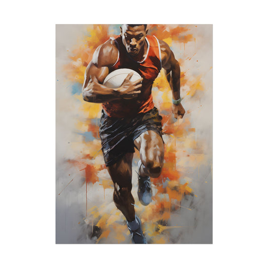 Driven Outdoor Portrait: Passionate Athlete Artwork - Poster