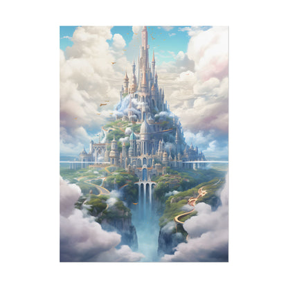Floating City in Celestial Fantasy Realm: Whimsical Artwork - Poster