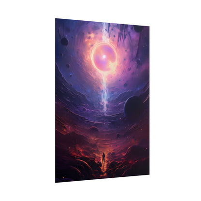 Black Hole Cosmic Odyssey: Dark Planet in Space Art - Poster