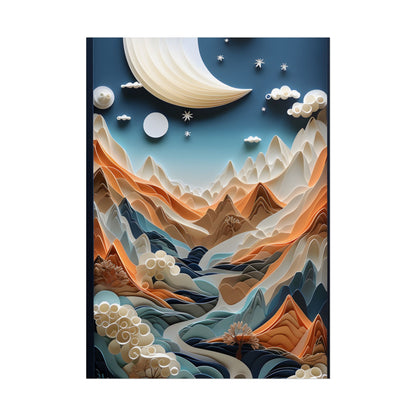 Vibrant European Quilled Landscape: Intricate Paper Art - Poster