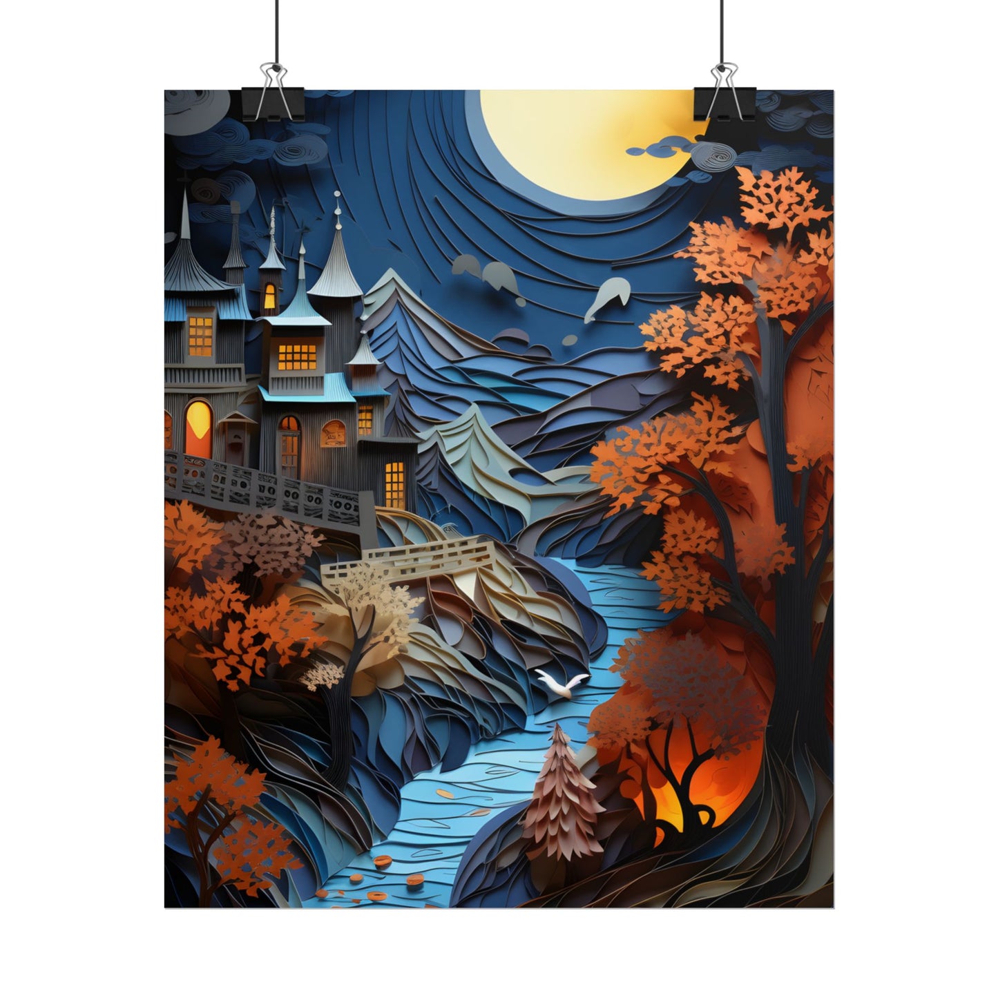 Eye-Catching European Landscape: Realistic Paper Quilling Artwork - Poster