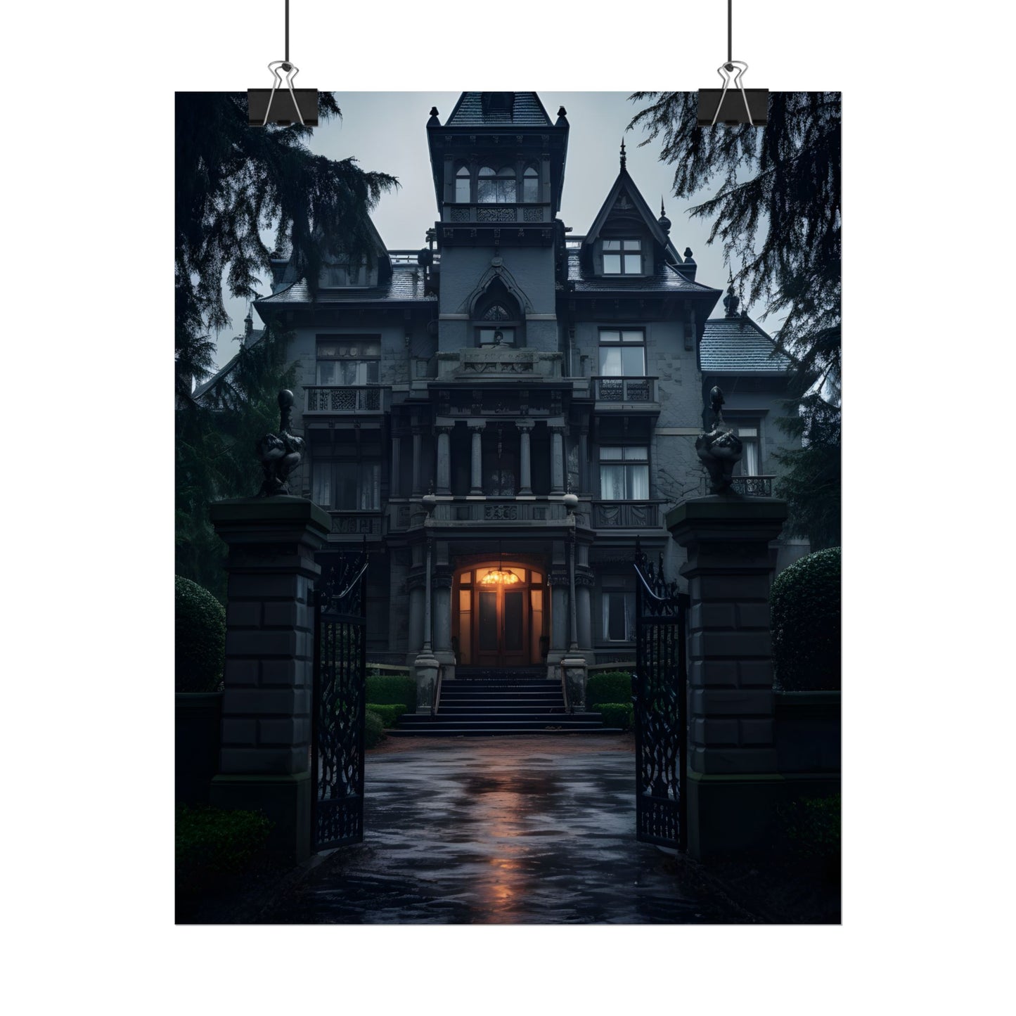 Haunted Victorian Mansion: Spooky Atmosphere Artwork - Poster