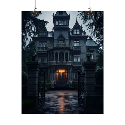Haunted Victorian Mansion: Spooky Atmosphere Artwork - Poster