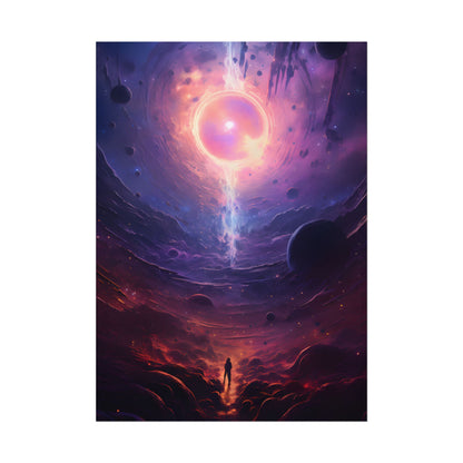 Black Hole Cosmic Odyssey: Dark Planet in Space Art - Poster