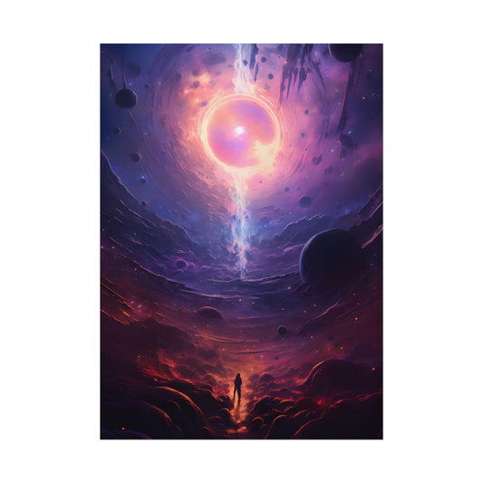 Black Hole Cosmic Odyssey: Dark Planet in Space Art - Poster
