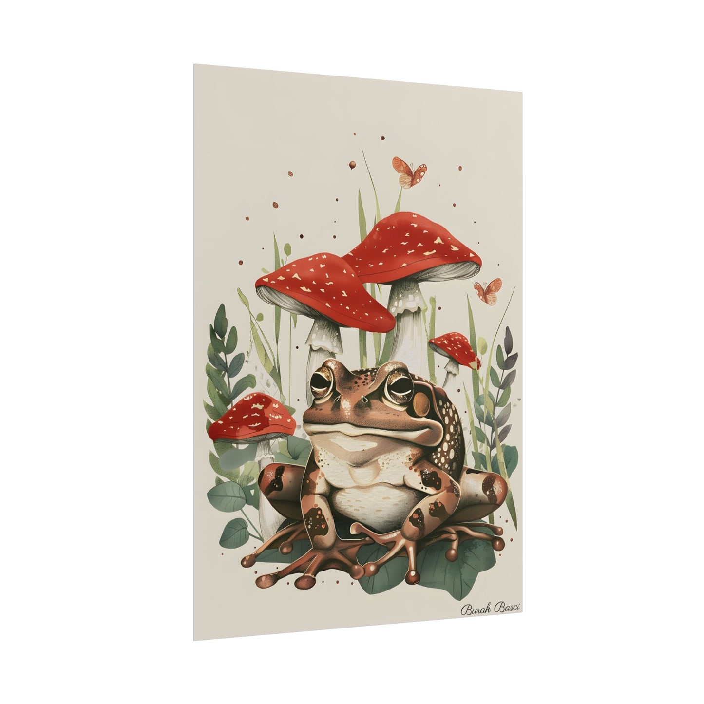 Retro Frog Smile: Colorful Mushroom Friends - Poster