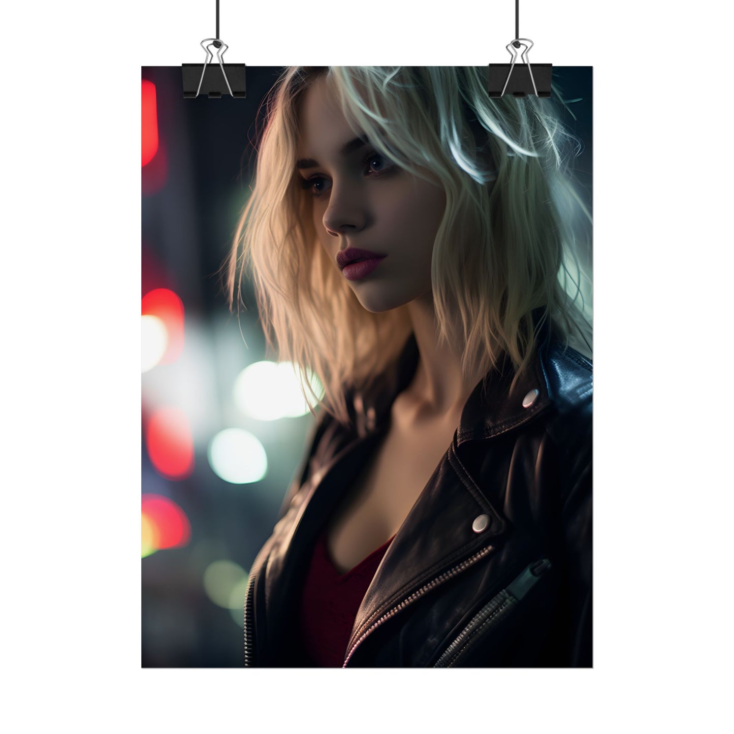 Cyberpunk Youth: Close-Up Portrait - Poster