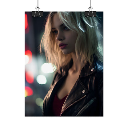 Cyberpunk Youth: Close-Up Portrait - Poster